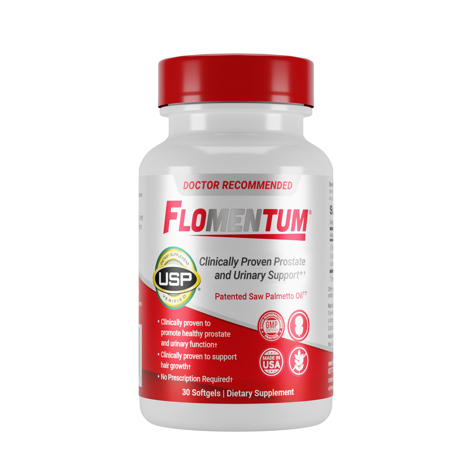front side of the flomentum bottle 